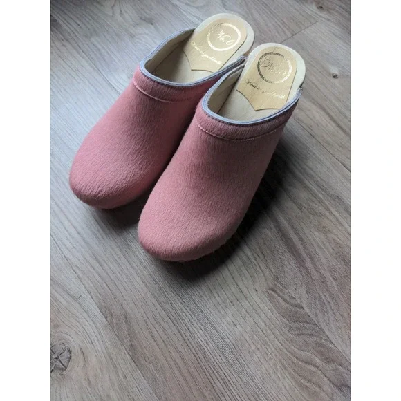 No.6 Old School Clogs High Heel Pink Pony Hair Womens 7.5 - 8 EU 38 - Picture 12 of 16